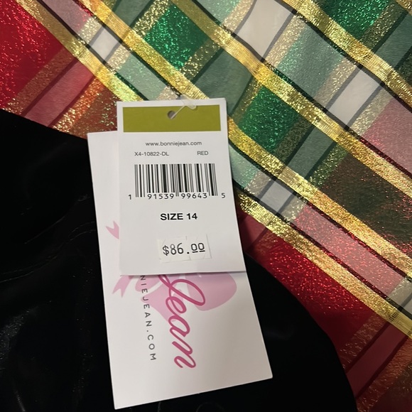 ❗️FINAL❗️ 🆕 BONNIE JEAN Christmas Holiday Velvet & Plaid Dress - Picture 5 of 7